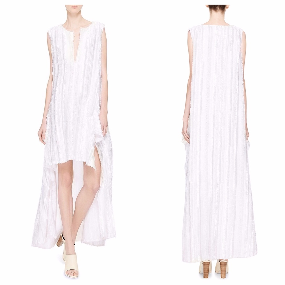 Thakoon White High Low Silk Blend Runway Dress